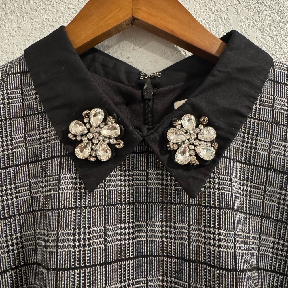 Maison Jules Black and Gray Plaid Mini Dress M - Picture 2 of 6